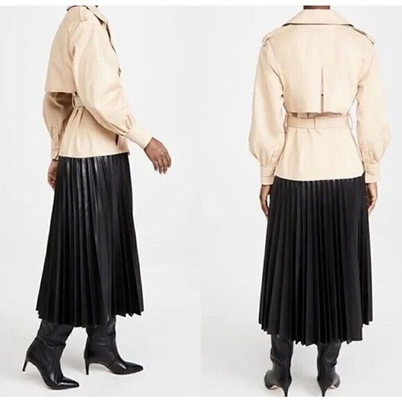Jonathan Simkhai Dakota Faux Leather Trench Coat Size 10 - Picture 3 of 12